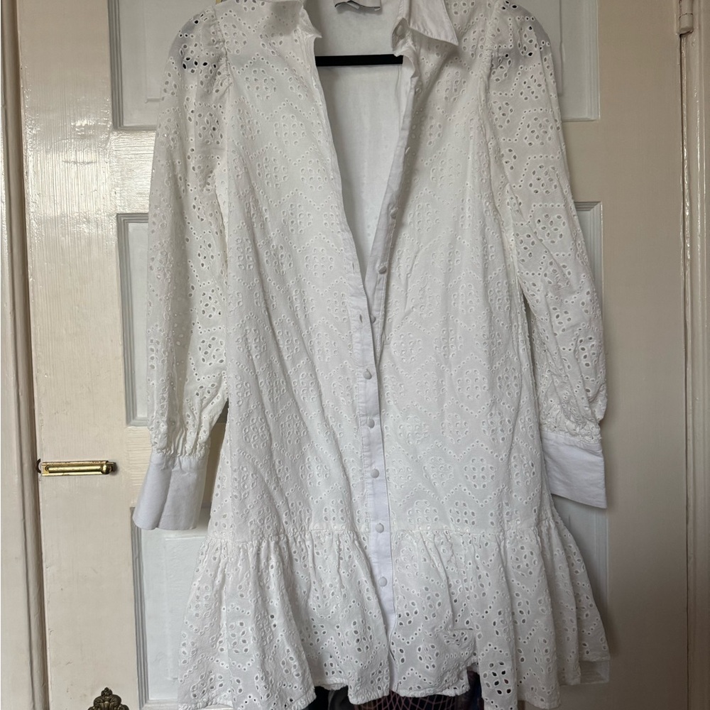 Elegant White Eyelet Dress